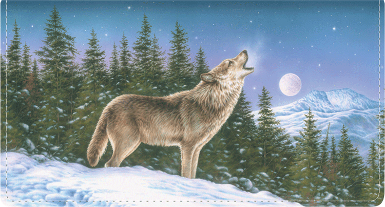 Wolves Leather Checkbook Cover - click to view larger image