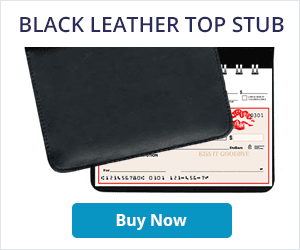 Black Leather Top Stub Checkbook Cover