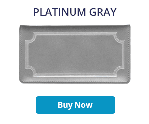 Platinum Gray Leather Checkbook Cover