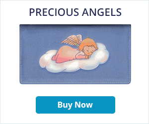 Precious Angels Leather Checkbook Cover