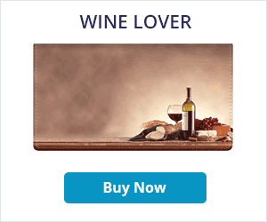 Wine Lover Leather Checkbook Cover