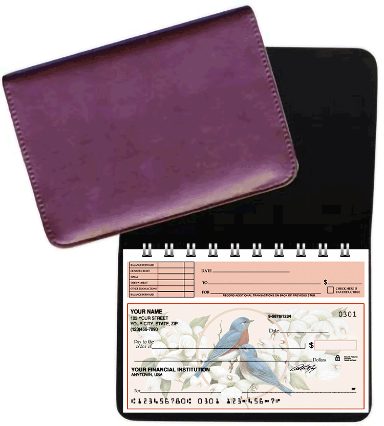 Burgundy Leather Top Stub Checkbook Cover