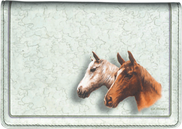 Horses Top Stub Fabric Checkbook Cover