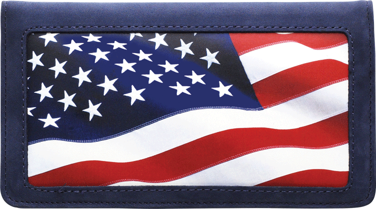 Stars and Stripes Leather Checkbook Cover
