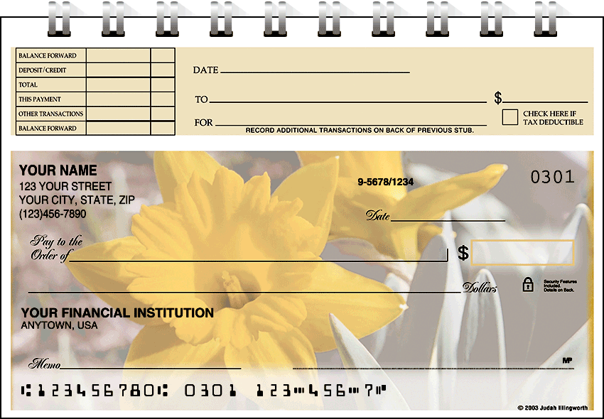 Blooms Top Stub Checks - Singles