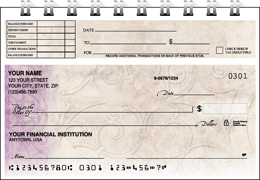 Filigree Top Stub Checks 1 Box Singles