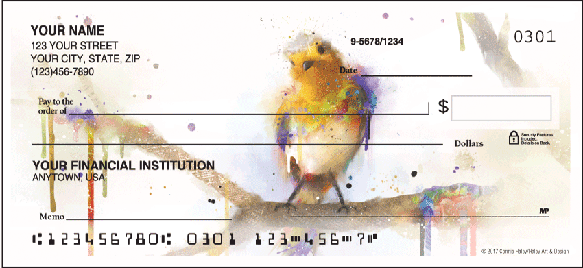 Watercolor Birds Checks - Singles
